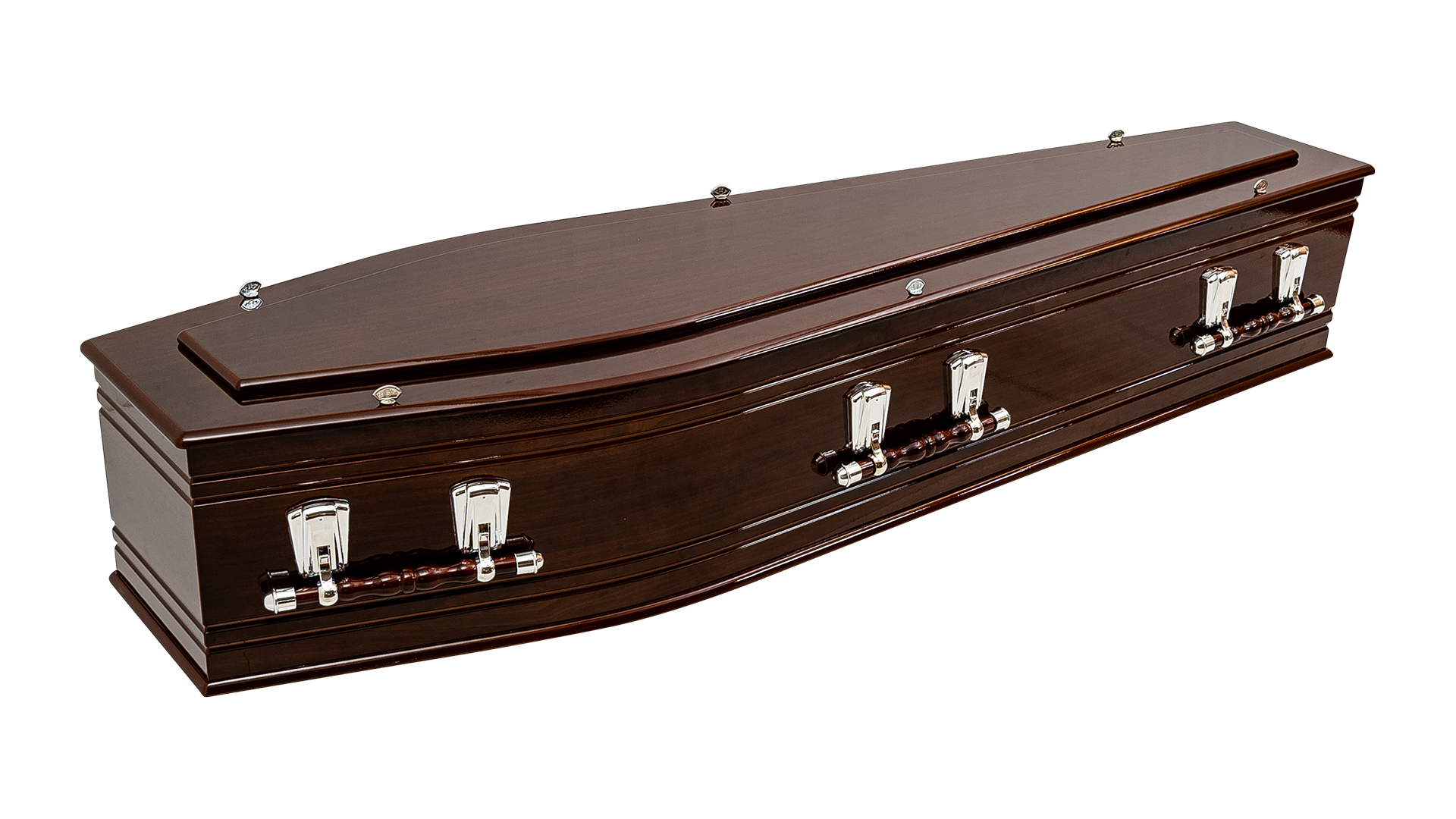 The Wentworth is a single raised lid, craftwood coffin with parallel routed lines to the sides and ends.

