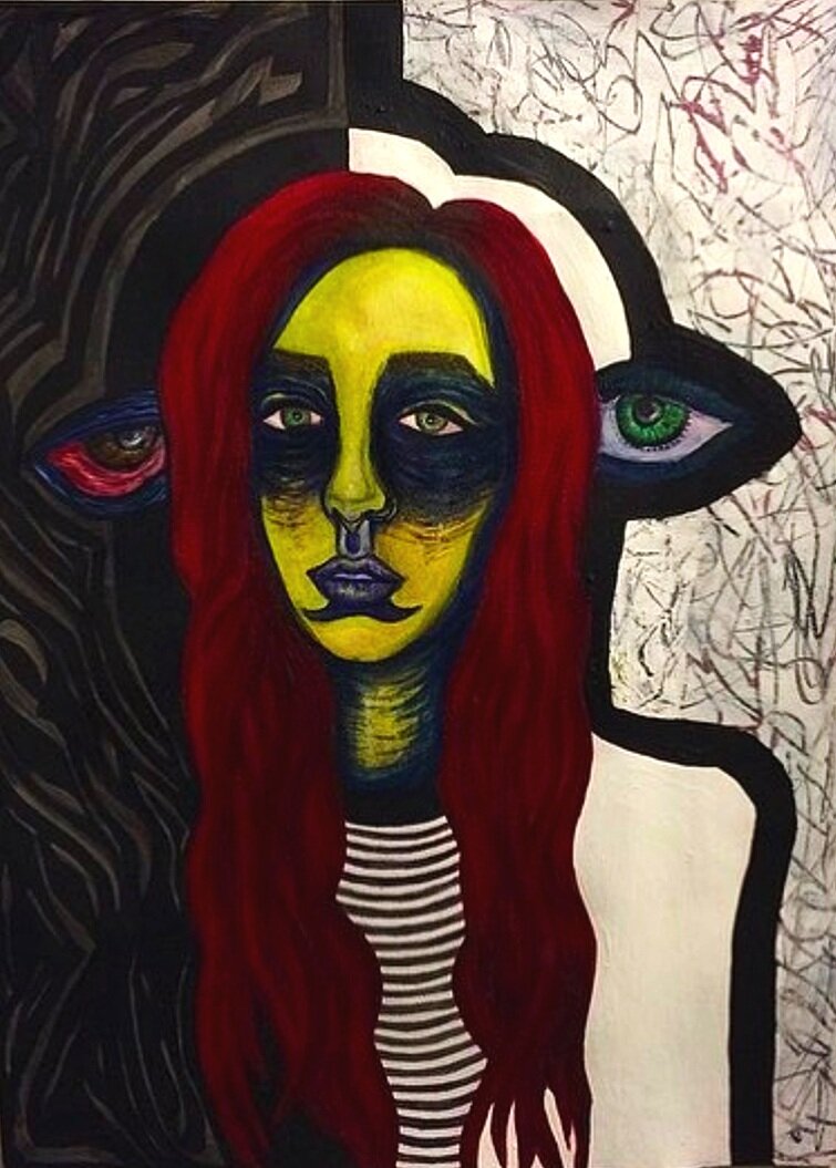 "Shape Shift". 2016. 14" x 11". Acrylic & watercolor on paper.