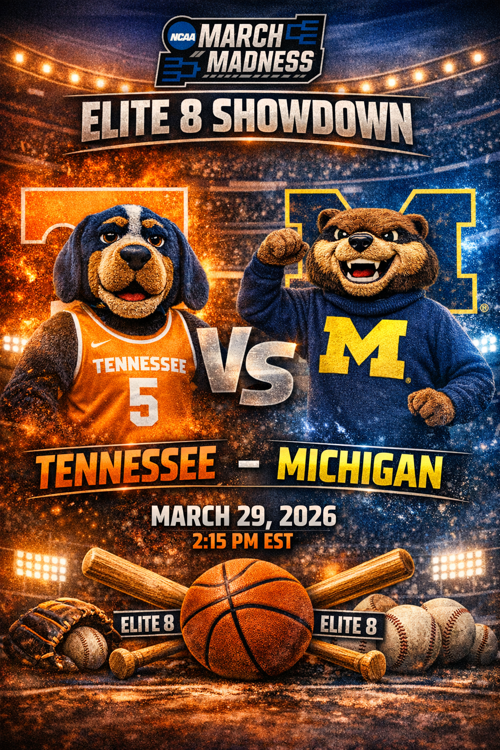 Tennessee vs Michigan Prediction &amp; Betting Pick | March Madness Elite 8 March 29, 2026
