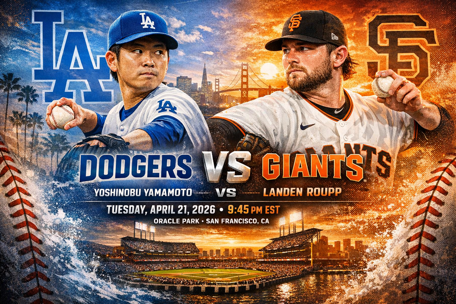 Los Angeles Dodgers (Yoshinobu Yamamoto) at San Francisco Giants (Landen Roupp) Prediction &amp; Betting Pick | MLB April 21, 2026