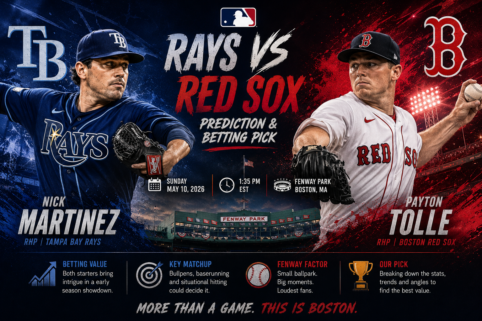 Tampa Bay Rays (Nick Martinez) at Boston Red Sox (Payton Tolle) Prediction &amp; Betting Pick | MLB May 10, 2026