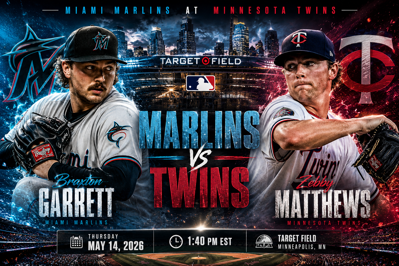 Miami Marlins (Braxton Garrett) at Minnesota Twins (Zebby Matthews) Prediction &amp; Betting Pick | MLB May 14, 2026