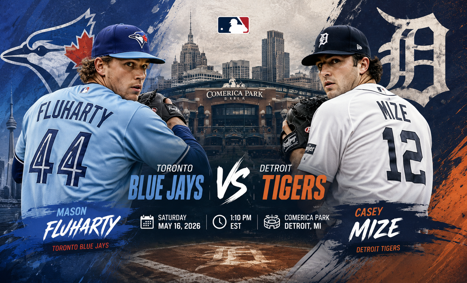 Toronto Blue Jays (Mason Fluharty) at Detroit Tigers (Casey Mize) Prediction &amp; Betting Pick | MLB May 16, 2026