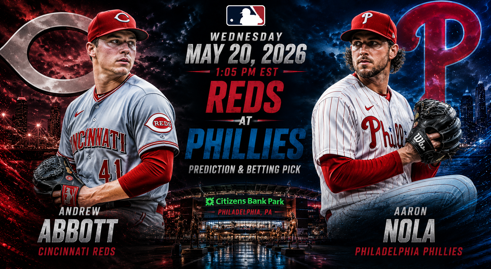 Cincinnati Reds (Andrew Abbott) at Philadelphia Phillies (Aaron Nola) Prediction &amp; Betting Pick | MLB Regular Season May 20, 2026