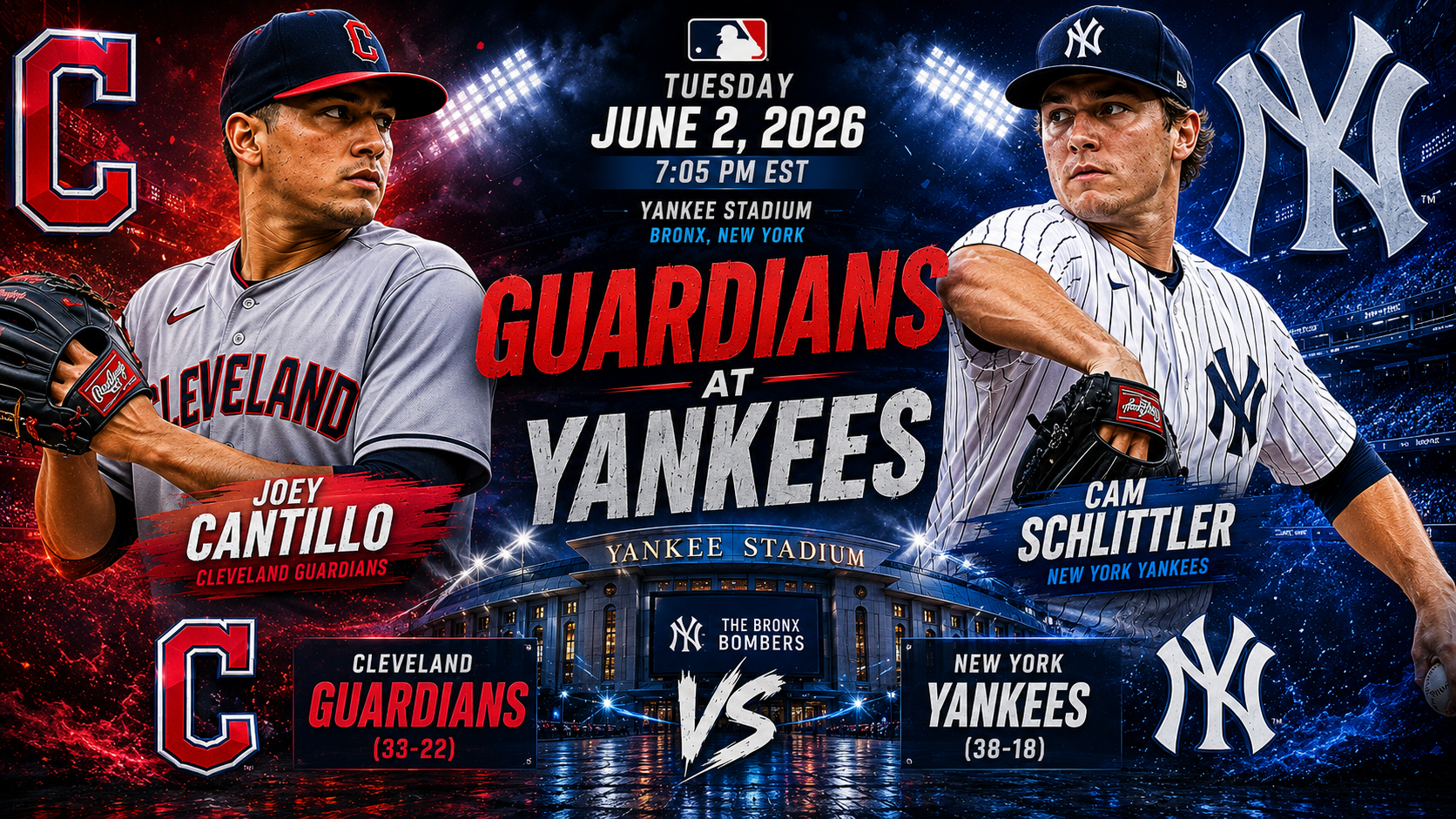 Cleveland Guardians (Joey Cantillo) at New York Yankees (Cam Schlittler) Prediction &amp; Betting Pick | MLB Regular Season June 2, 2026