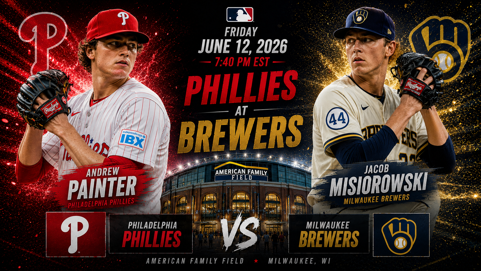 Philadelphia Phillies ( Andrew Painter) at Milwaukee Brewers (Jacob Misiorowski) Prediction &amp; Betting Pick | MLB Regular Season June 12, 2026