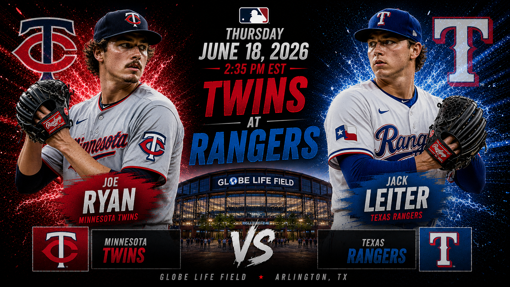 Minnesota Twins (Joe Ryan) at Texas Rangers (Jack Leiter) Prediction &amp; Betting Pick | MLB Regular Season June 18, 2026