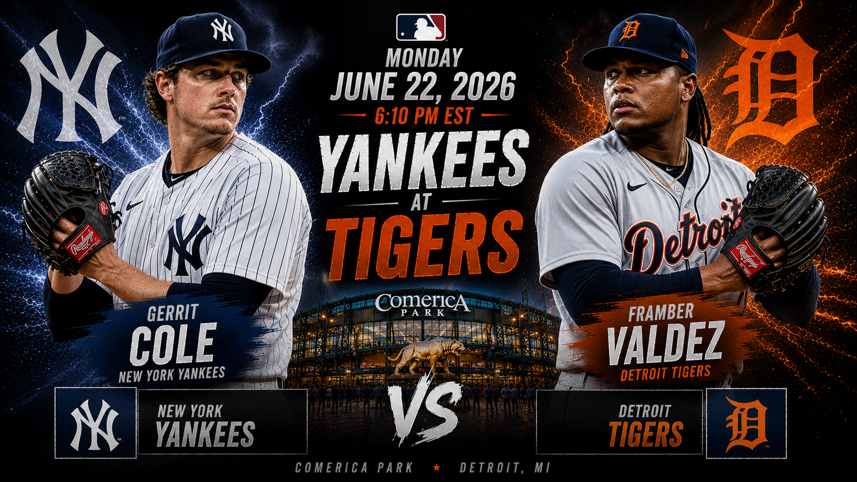 New York Yankees (Gerrit Cole) at Detroit Tigers (Framber Valdez) Prediction &amp; Betting Pick | MLB Regular Season June 22, 2026
