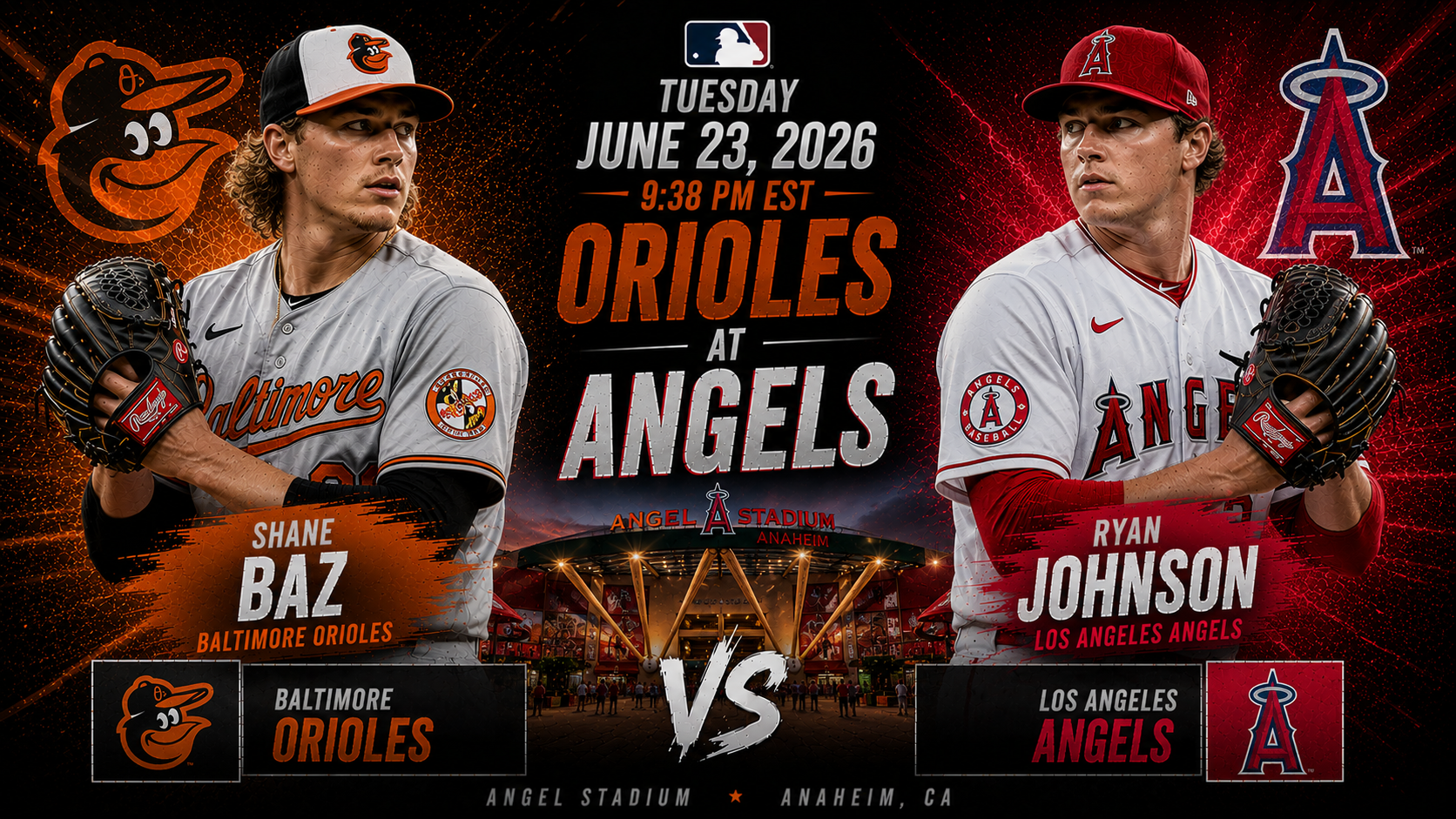 Baltimore Orioles (Shane Baz) at Los Angeles Angels (Ryan Johnson) Prediction &amp; Betting Pick | MLB Regular Season June 23, 2026