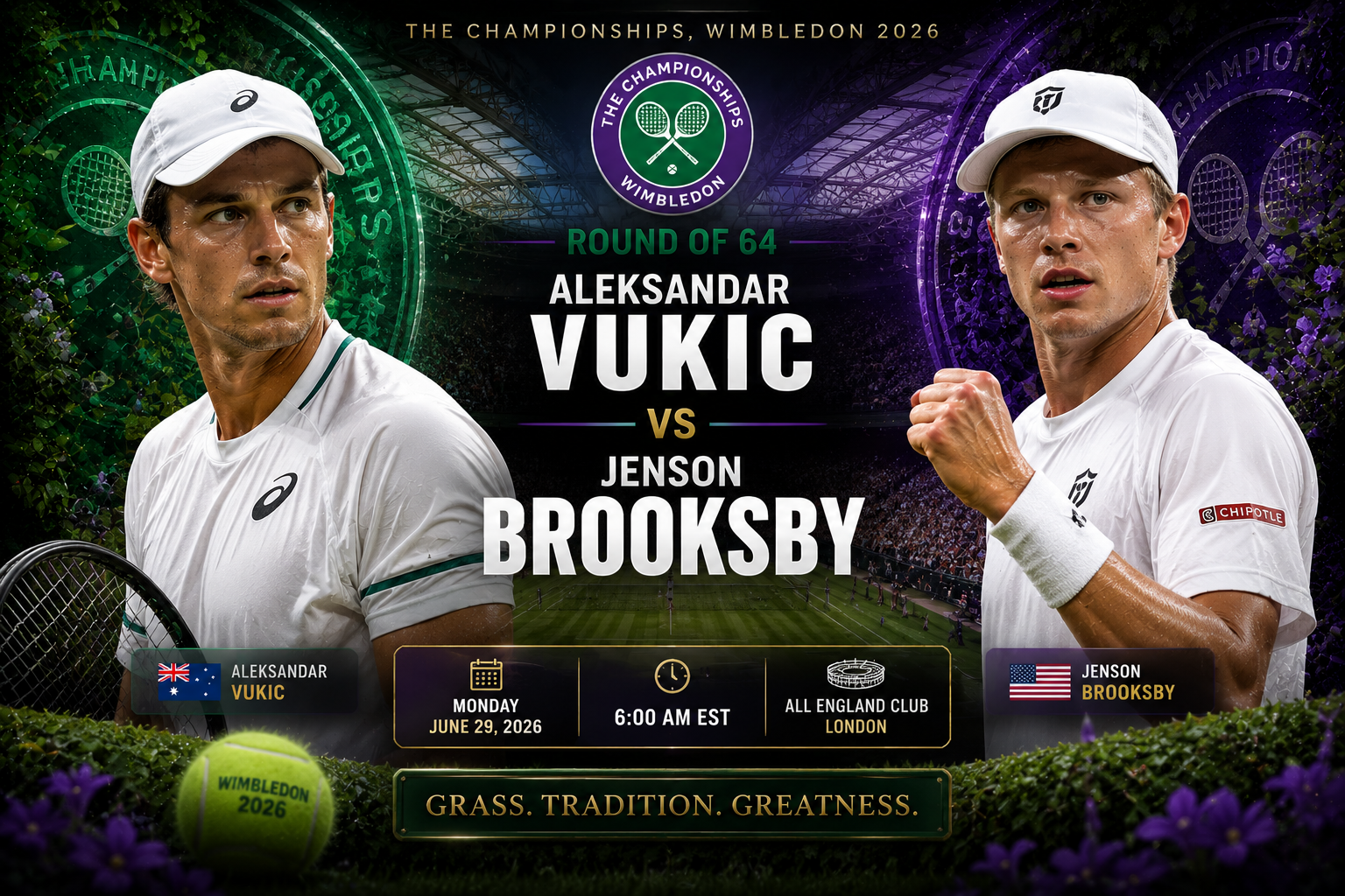 Aleksandar Vukic vs Jenson Brooksby Prediction &amp; Betting Pick | Wimbledon Round of 64 June 29, 2026
