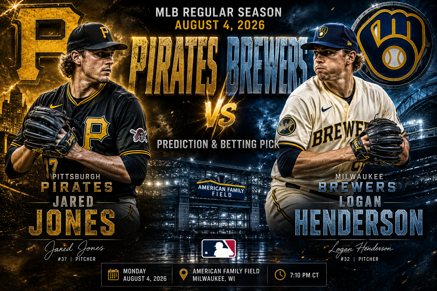 Pittsburgh Pirates (Jared Jones) at Milwaukee Brewers (Logan Henderson) Prediction &amp; Betting Pick | MLB Regular Season August 4, 2026