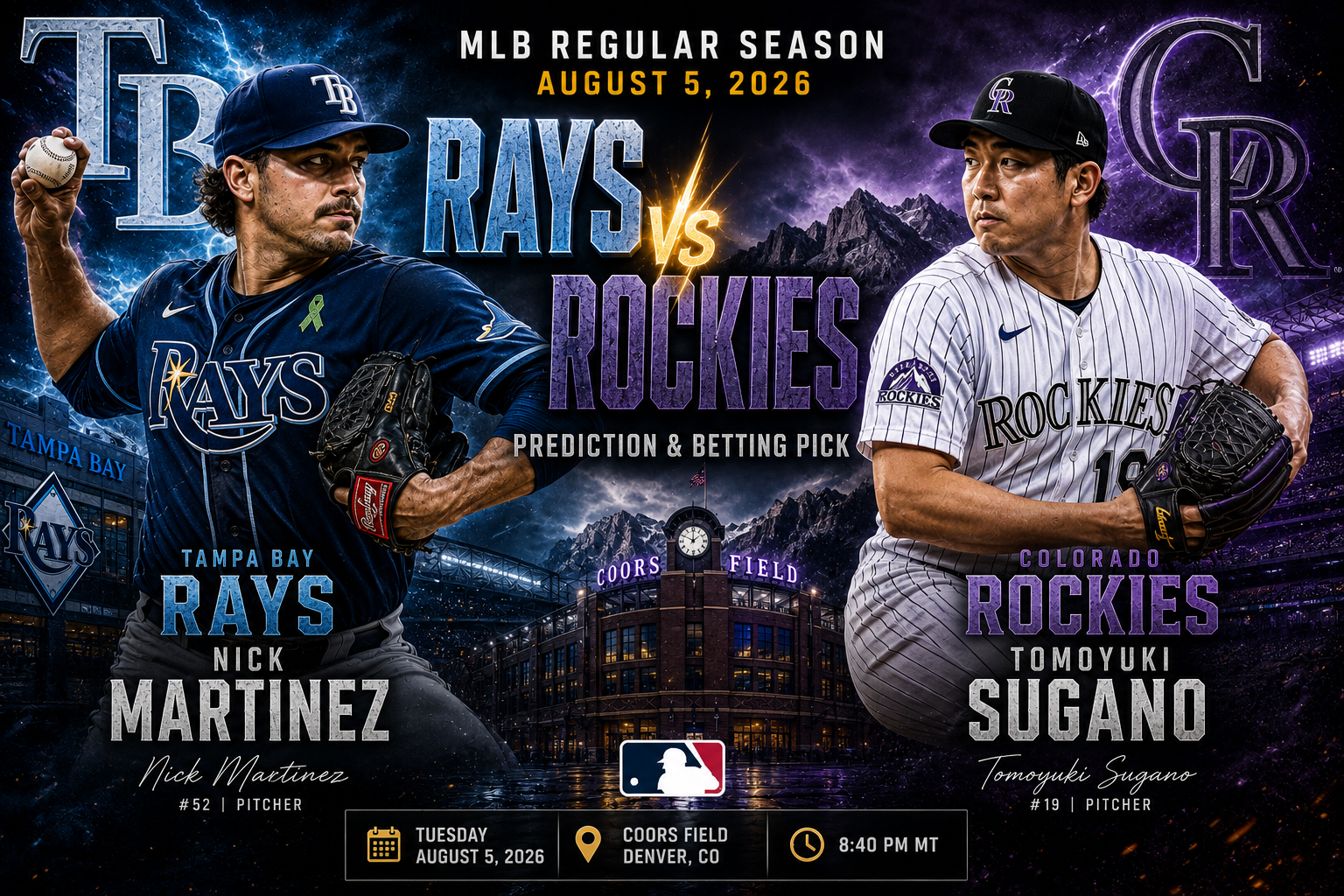 Tampa Bay Rays (Nick Martinez) at Colorado Rockies (Tomoyuki Sugano) Prediction &amp; Betting Pick | MLB Regular Season August 5, 2026