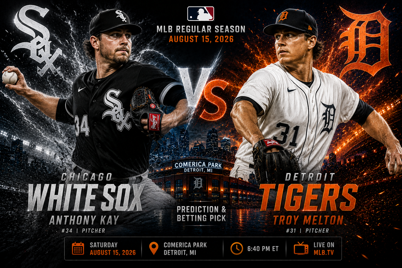 Chicago White Sox (Anthony Kay) at Detroit Tigers (Troy Melton) Prediction &amp; Betting Pick | MLB Regular Season August 15, 2026