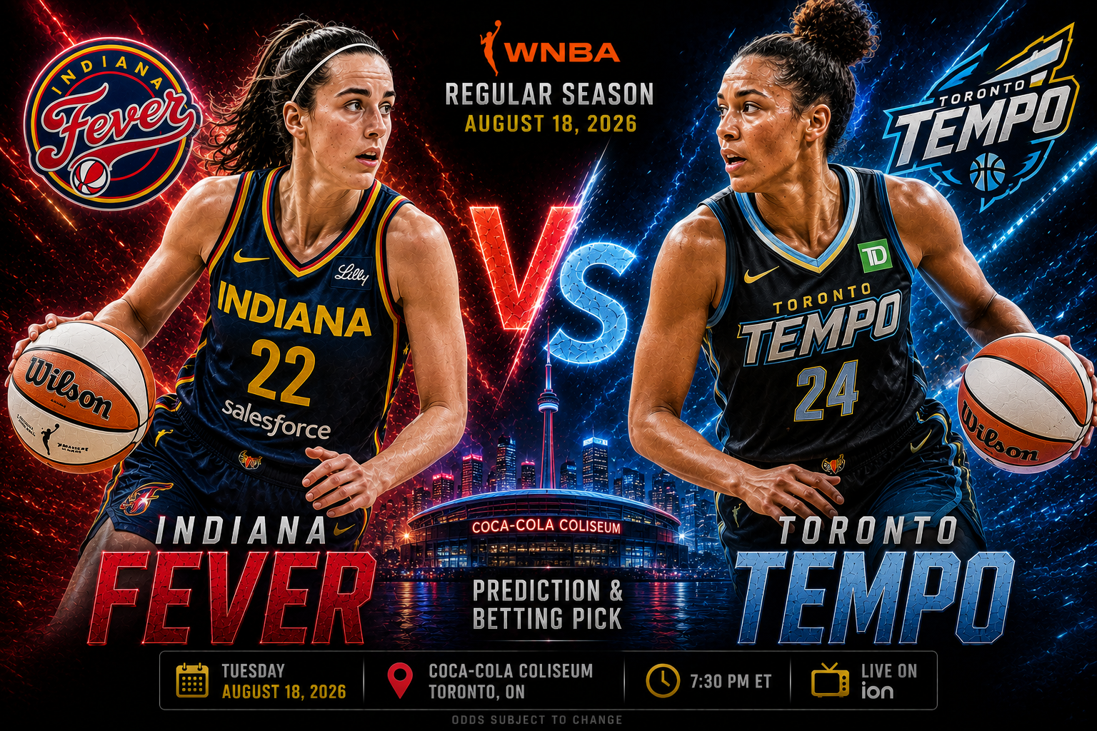 Indiana Fever at Toronto Tempo Prediction &amp; Betting Pick | WNBA Regular Season August 18, 2026