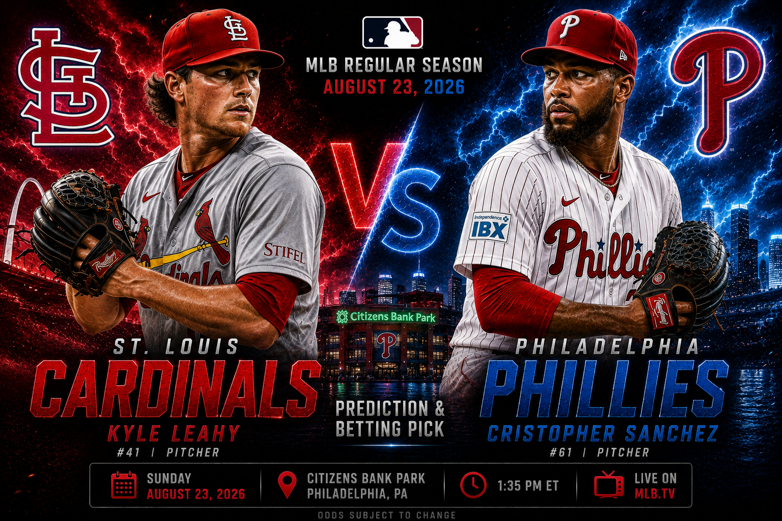 Saint Louis Cardinals (Kyle Leahy) at Philadelphia Phillies (Cristopher Sanchez) Prediction &amp; Betting Pick | MLB Regular Season August 23, 2026