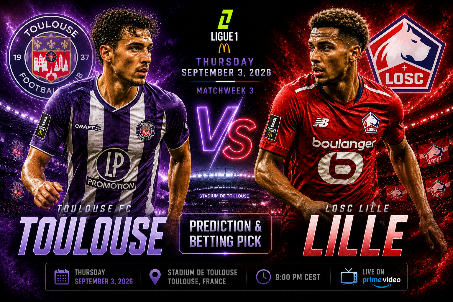 Toulouse vs Lille Prediction &amp; Betting Pick | France Ligue 1 September 3, 2026