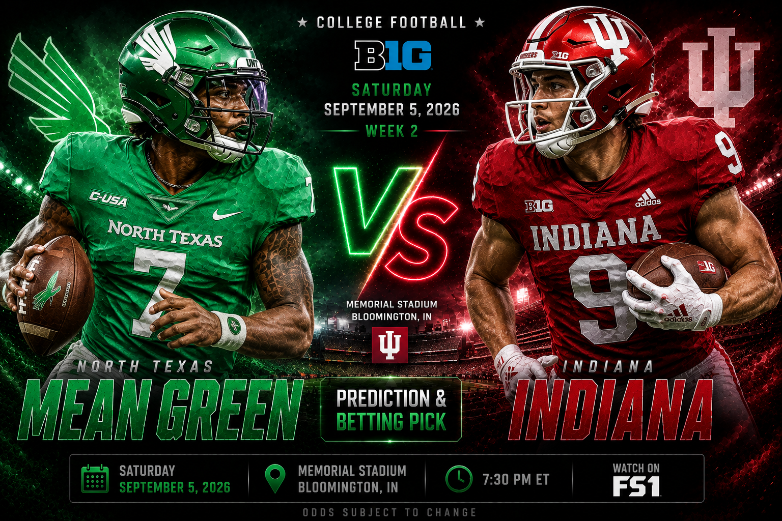 North Texas at Indiana Prediction &amp; Betting Pick | College Football September 5, 2026