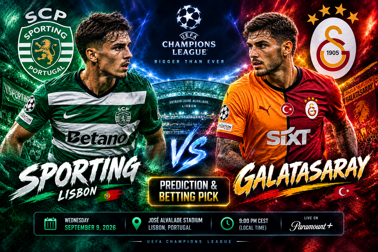 Sporting Lisbon vs Galatasaray Prediction &amp; Betting Pick | UEFA Champions League September 9, 2026