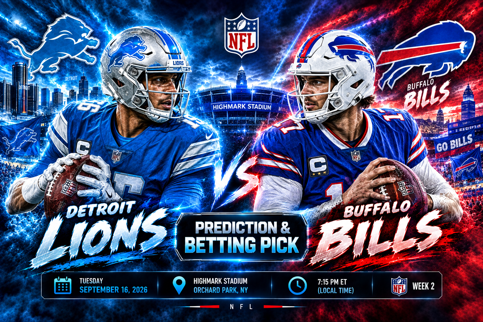 Detroit Lions at Buffalo Bills Prediction &amp; Betting Pick | NFL Week 2 September 17, 2026