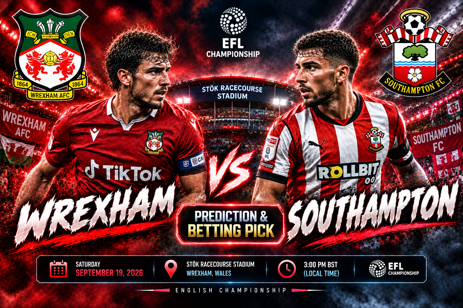 Wrexham vs Southampton Prediction &amp; Betting Pick | England Championship September 19, 2026