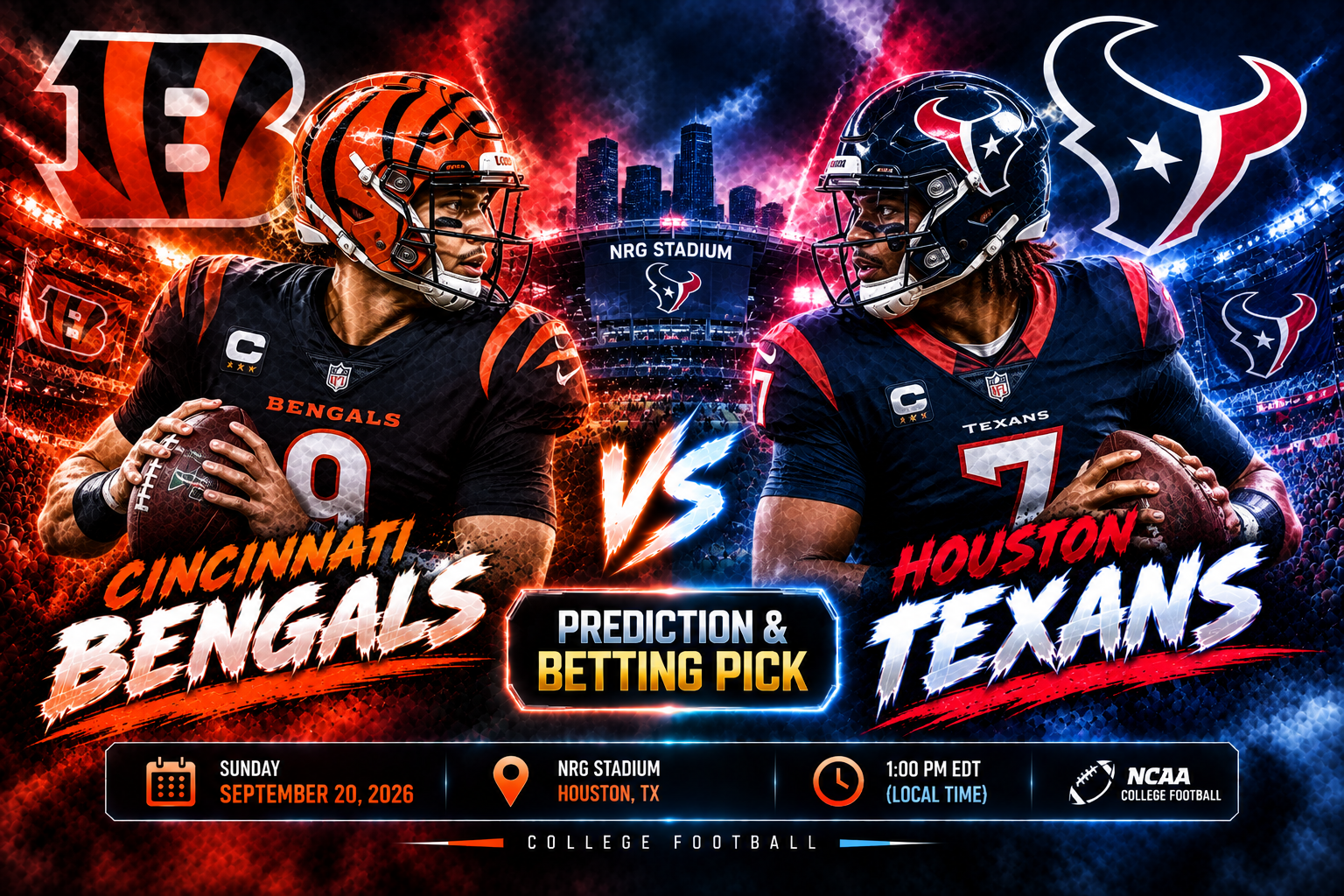 Cincinnati Bengals at Houston Texans Prediction &amp; Betting Pick | NFL Week 2 September 20, 2026