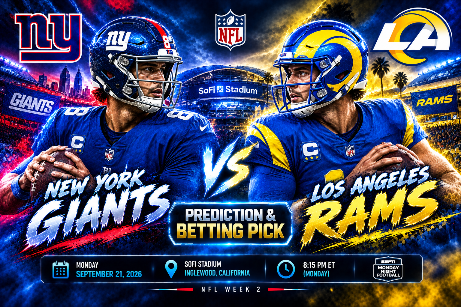 New York Giants at Los Angeles Rams Prediction &amp; Betting Pick | NFL Week 2 September 21, 2026