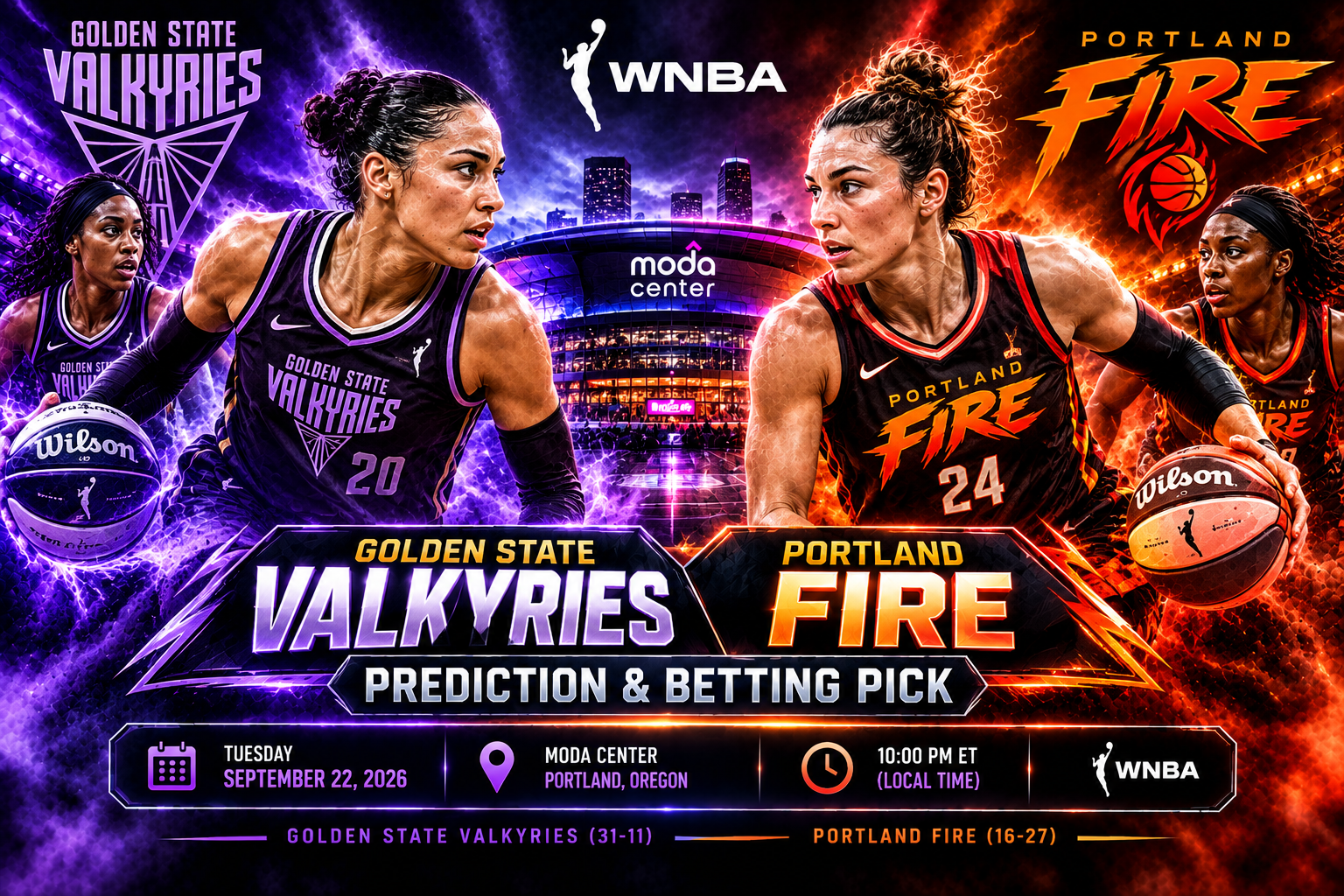Golden State Valkyries at Portland Fire Prediction &amp; Betting Pick | WNBA September 22, 2026