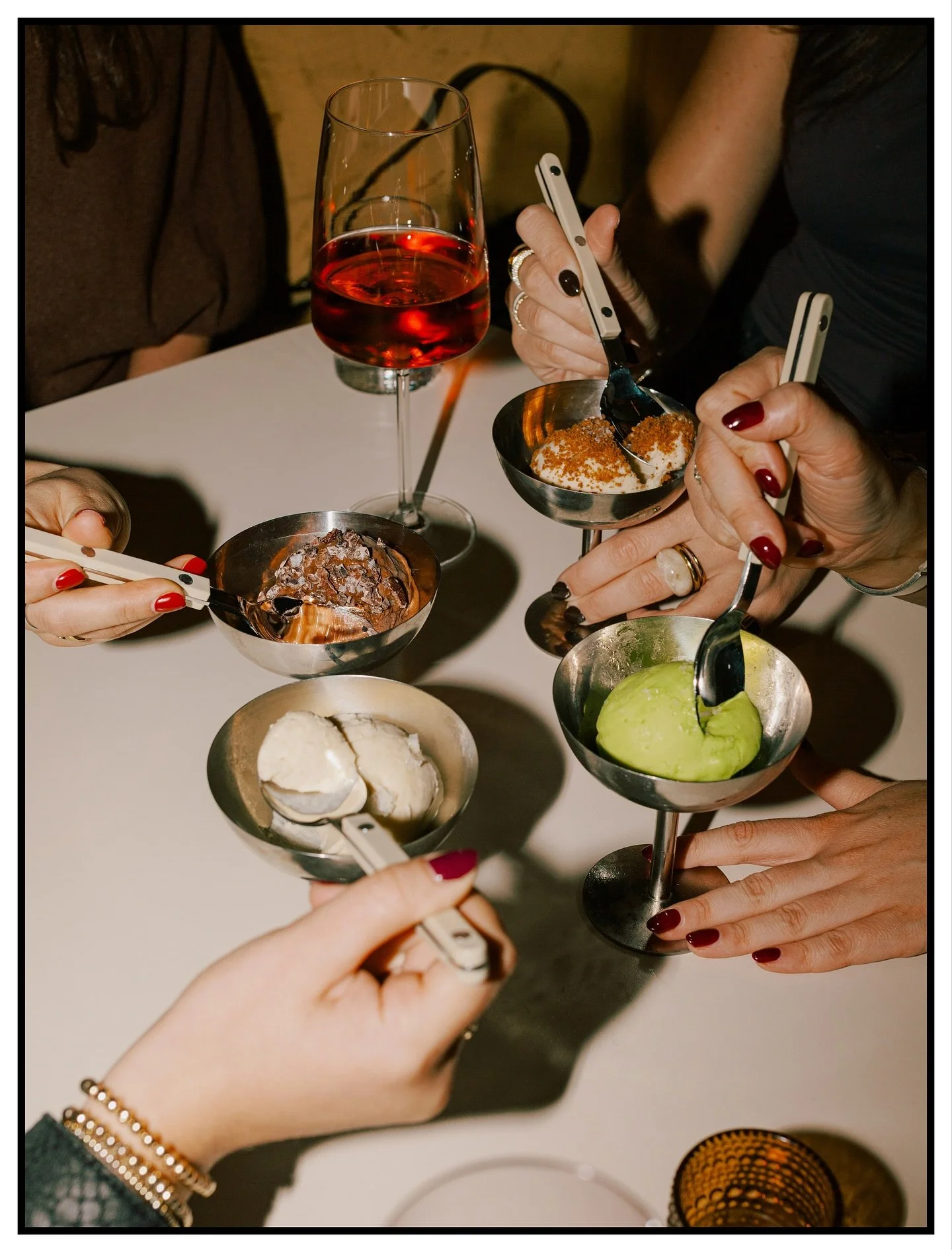 With four amazing flavors of gelato on the menu, you might just have to try all of them to find out which one is your favorite.

Shot for @sipbuttercup 

Clockwise Top Right: Cookie Butter, Pistachio Amaretto, Vanilla Sea Salt: Dark Chocolate Hazelnu