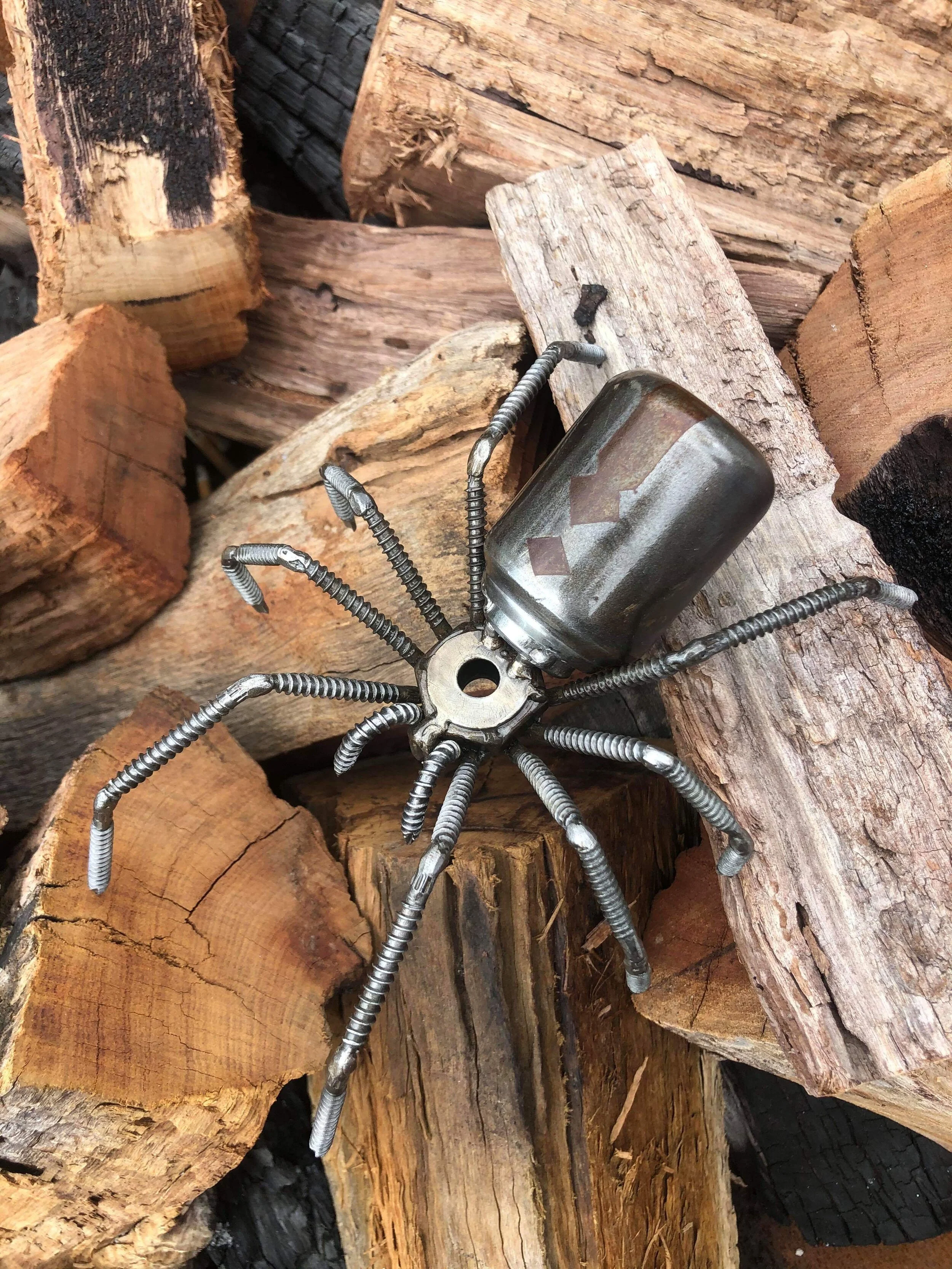 scrap metal spoon lotus flower tealight candle holder