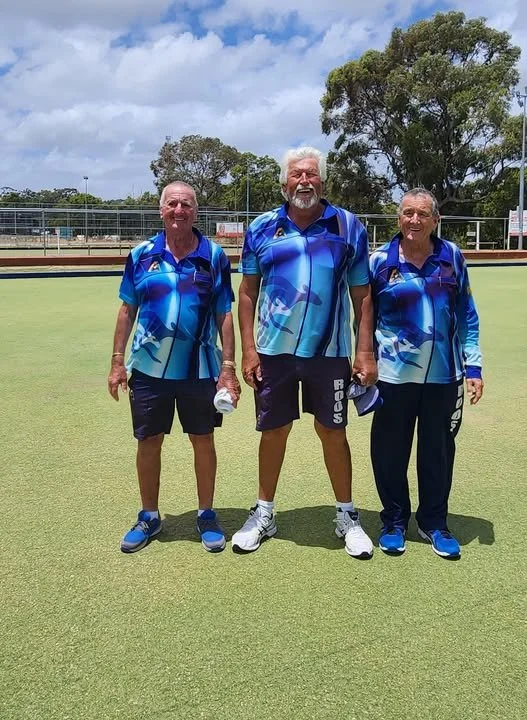 Mens Triples winners G Clarke, M Neivelstein, P Firth