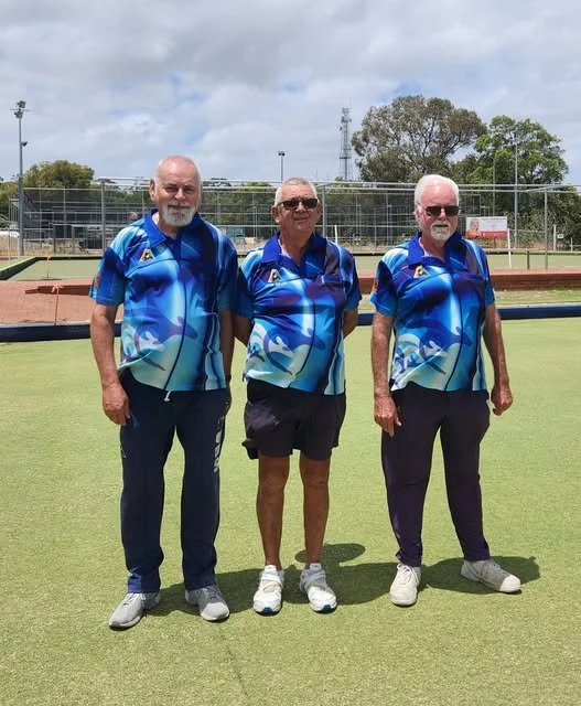 Mens Triples Plate winners J Frayne, J Miller, N Davey