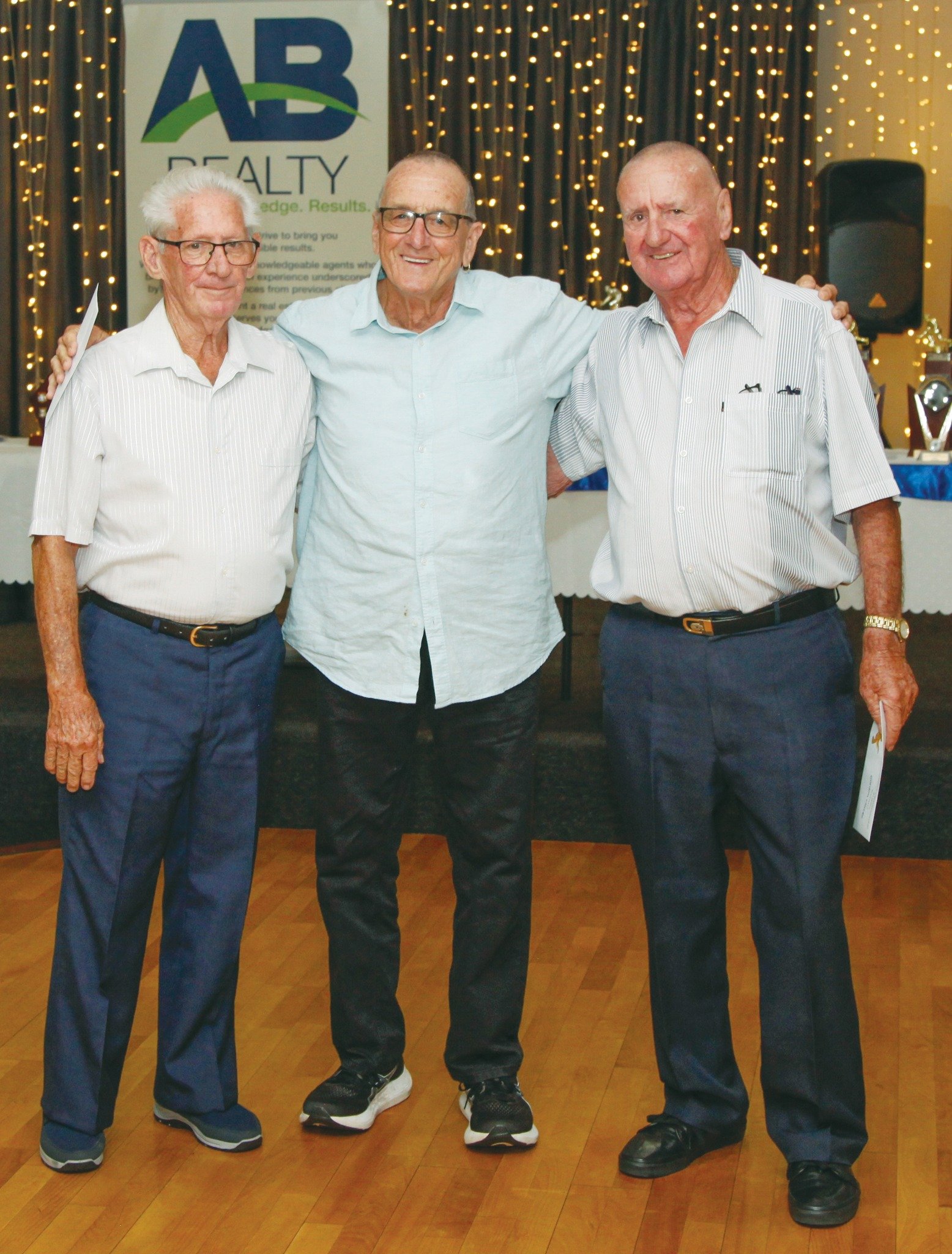 Men's triples winners Paul and Gordon