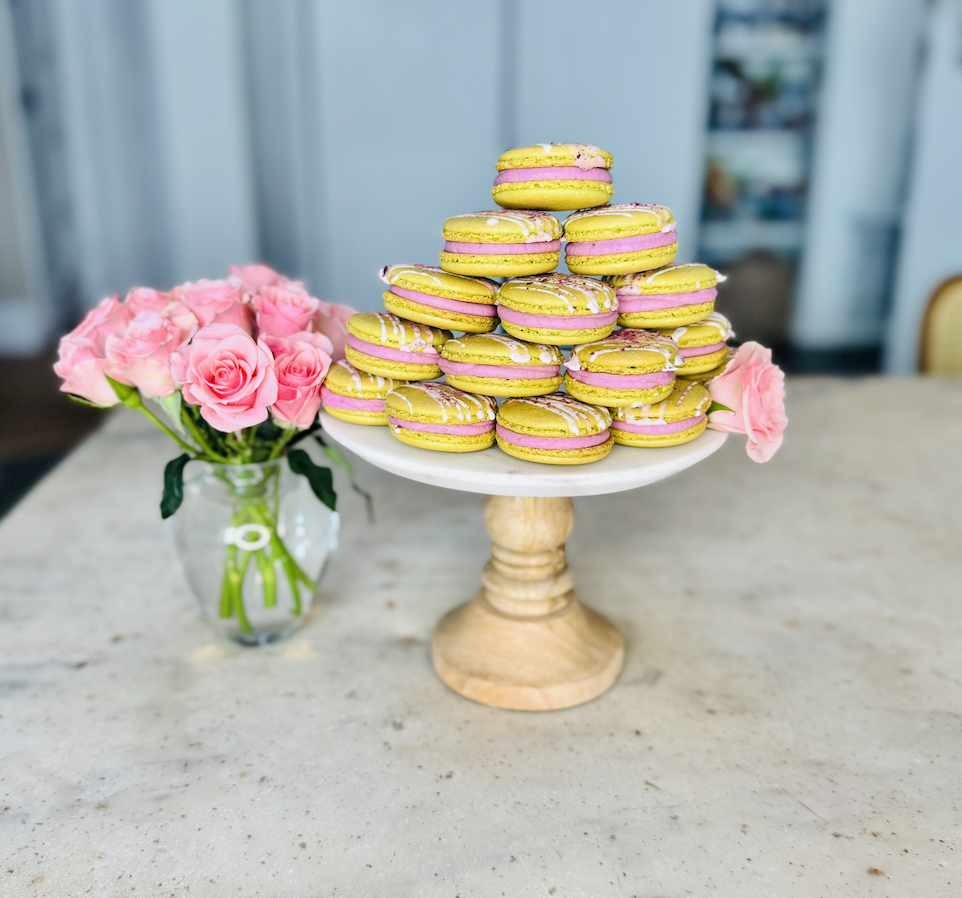 Pistachio Rose Macarons