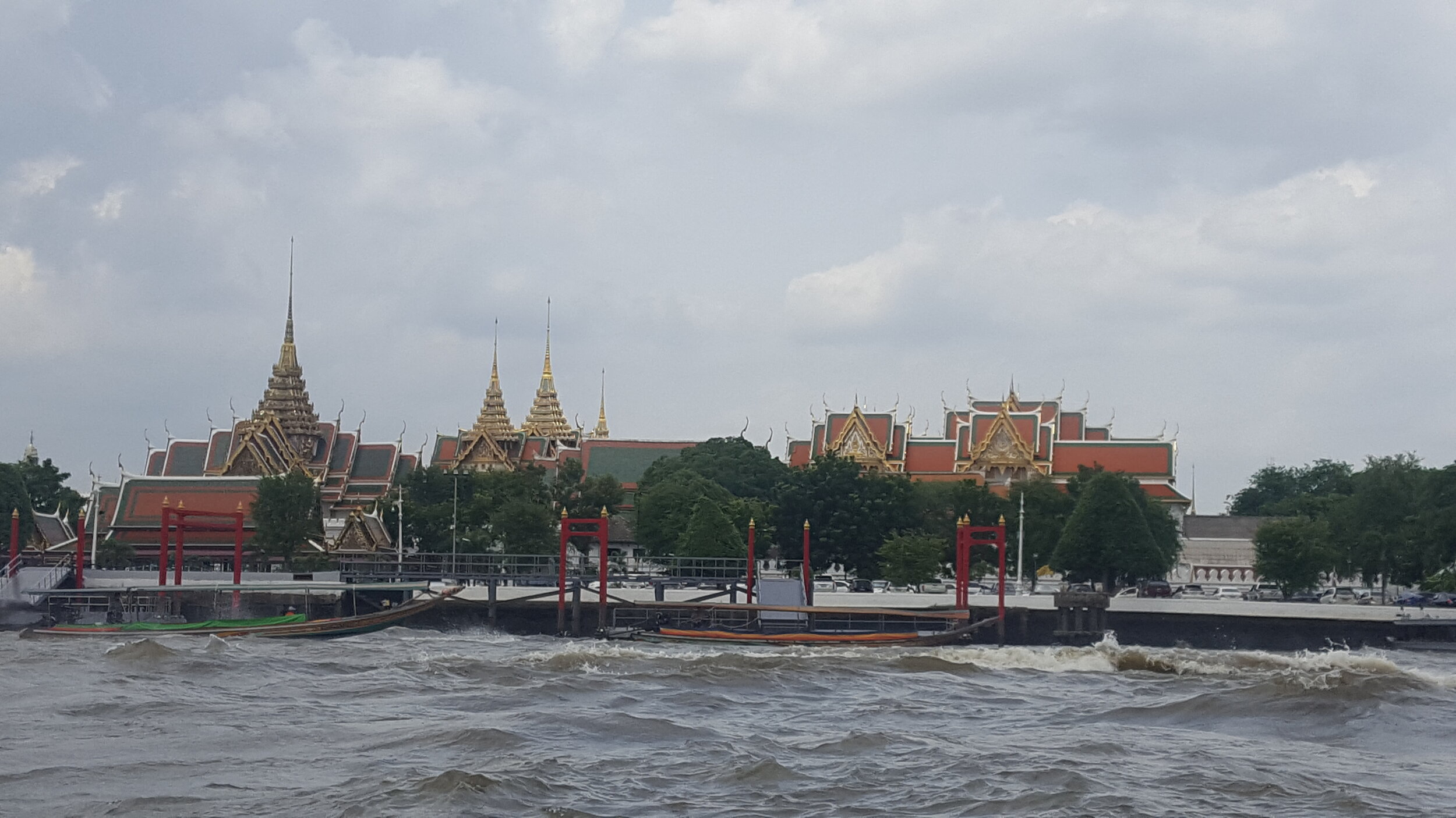 View of the Grand Palace from the Chao Phraya River on a Khlong