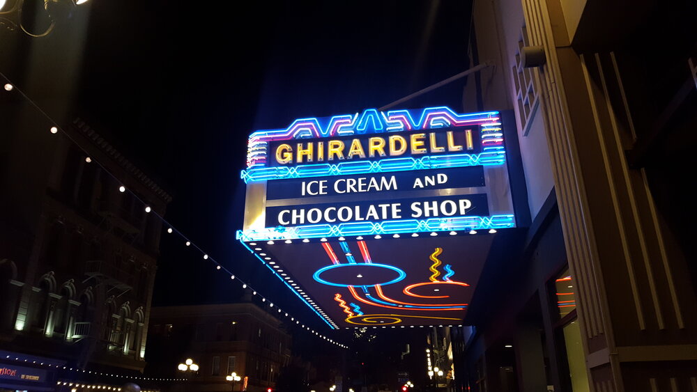 Ghirardelli famous ice-cream place in Gaslamp District