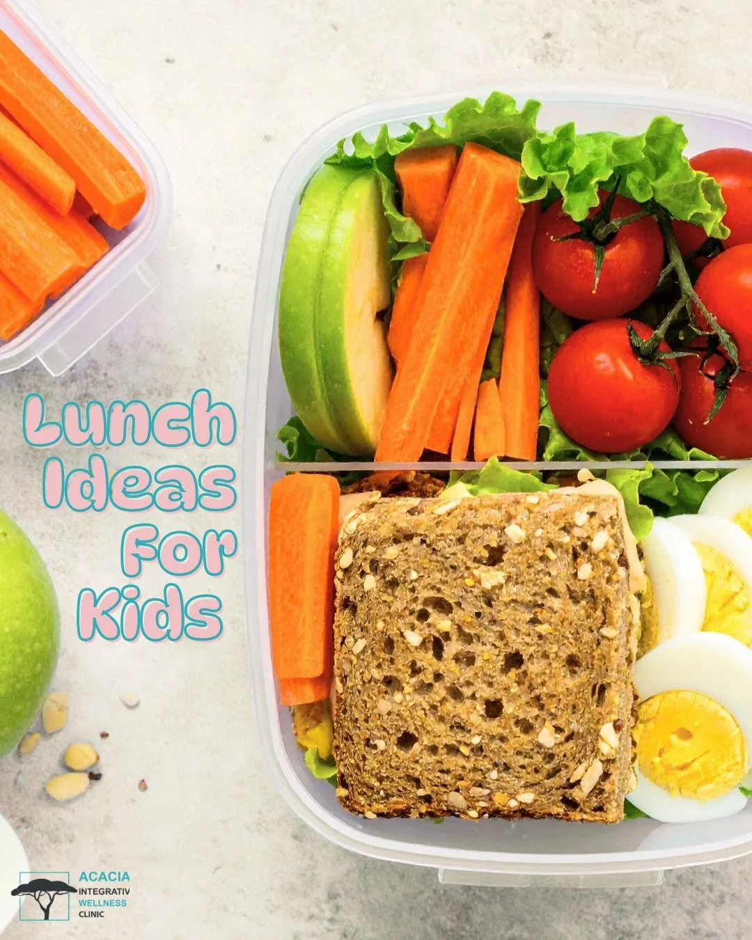 Lunch Ideas! 🔖 Save this post for planning your child&rsquo;s lunches! 

🥕 Chicken or beef and rice, carrots and apple with sunflower butter
🥦 Lentil curry and rice with roasted chickpeas, broccoli, and pear
🧀 Whole-wheat sandwich with cheese and
