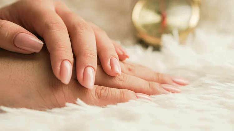 Shellac manicure close up