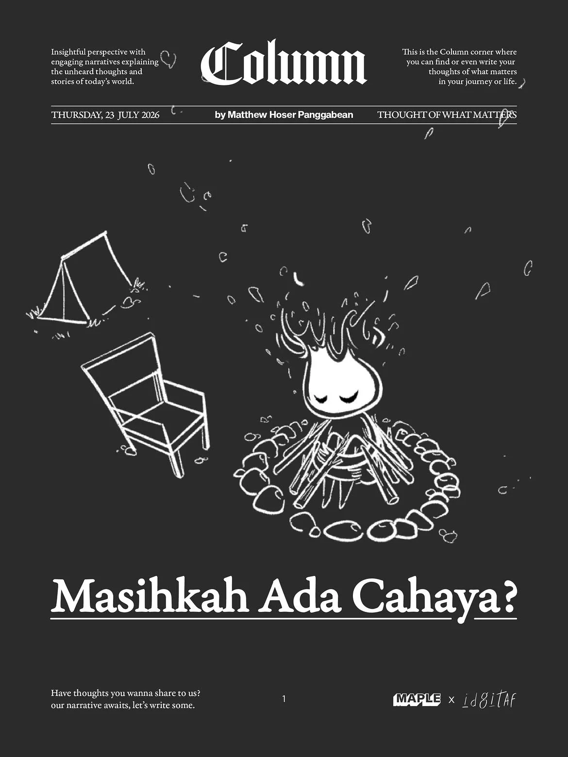 Matthew kali ini mengemukakan pandangannya sebagai seorang minoritas lewat column Masihkah Ada C.jpg