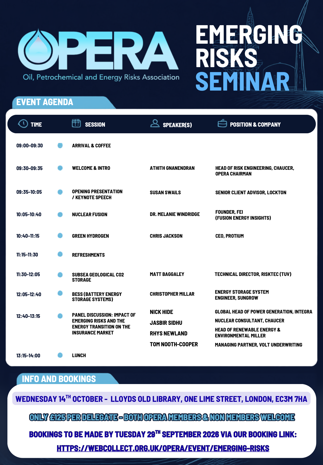 Emerging Risks - Annual OPERA Seminar - Bookings now open