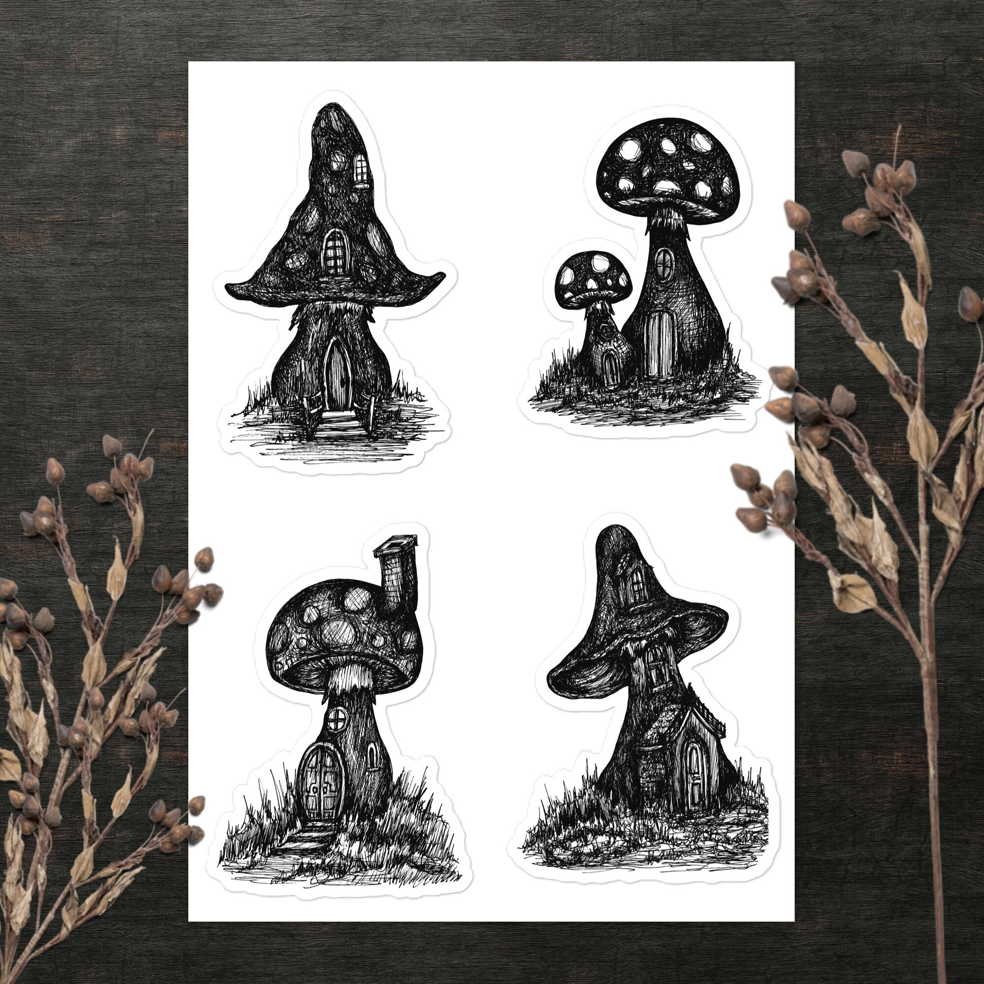 Happy Bank Holiday!

I hope you&rsquo;ve all had a lovely Easter weekend!!

Did you know the Fantasy Homes are available as sticker sheets?! This one features Fantasy Homes 105-108 

🖤

&bull;
&bull;
&bull;
&bull;
&bull;
&bull;
#pencilart #mushrooms