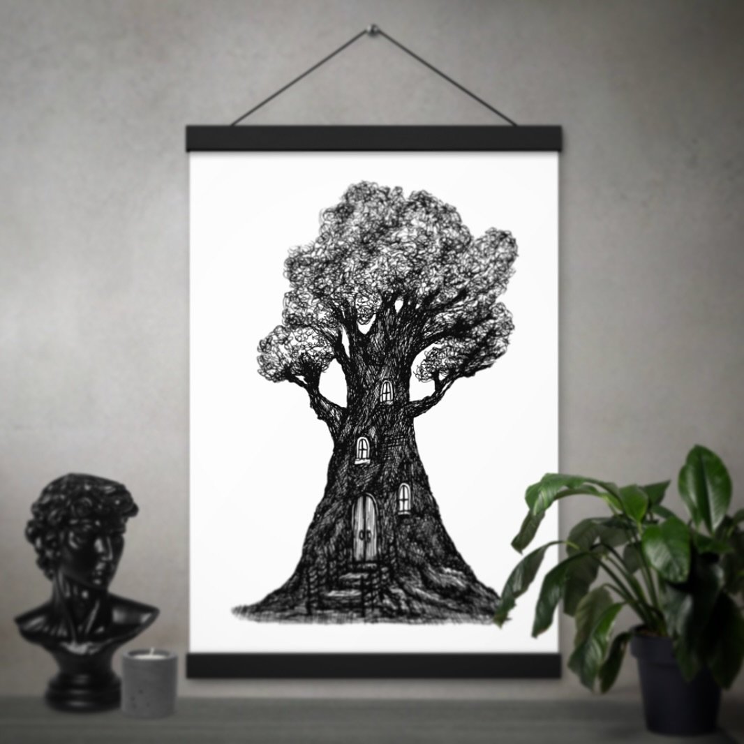Evening one &amp; all! 

I&rsquo;m making some of the Fantasy Home drawings available to order with a black wooden hanging frame, so you can now choose to use your own frames or get them with a ready to hang frame! 

Pictured is Fantasy Treehouse 111