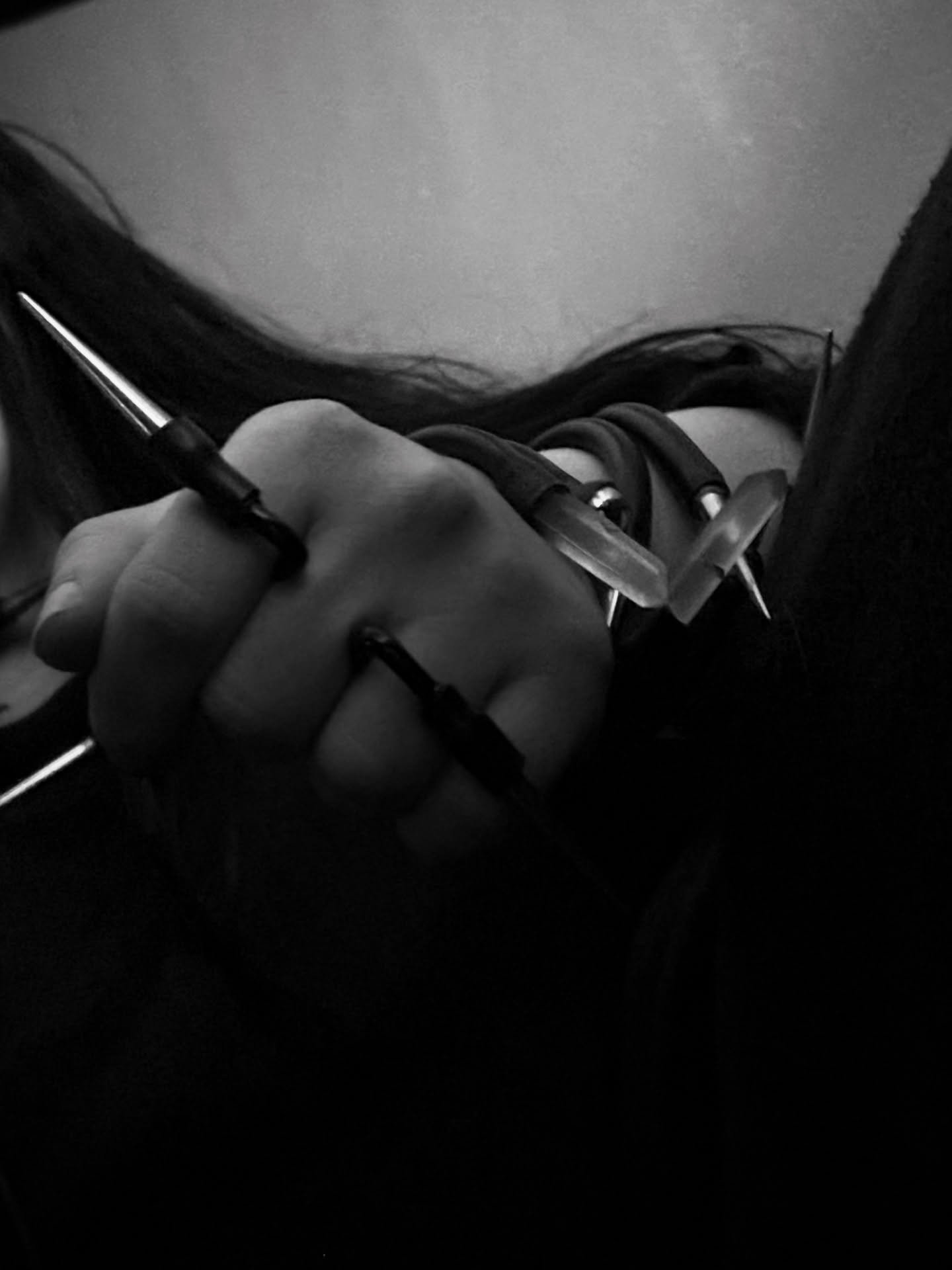 When I try to get a pic of some of the new VOID: Steel &amp; Quartz pieces and end up wearing all of them cause I couldn&rsquo;t pick just one&hellip;

&bull;&bull;&bull;&bull;

#avantgardefashion #industrialjewelry #brutalistdesign #gothicaccessorie