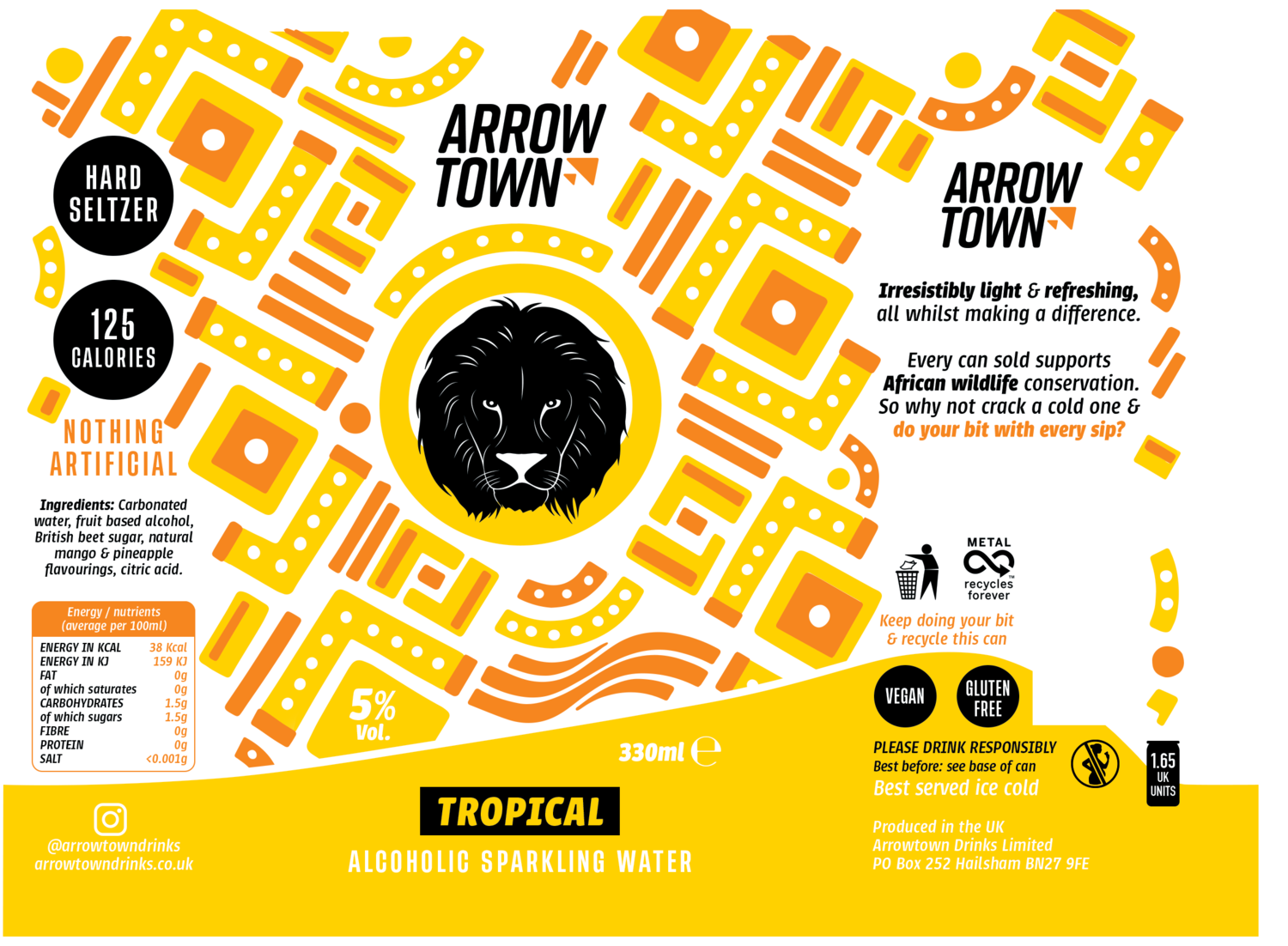 Arrowtown tropical hard seltzer label design
