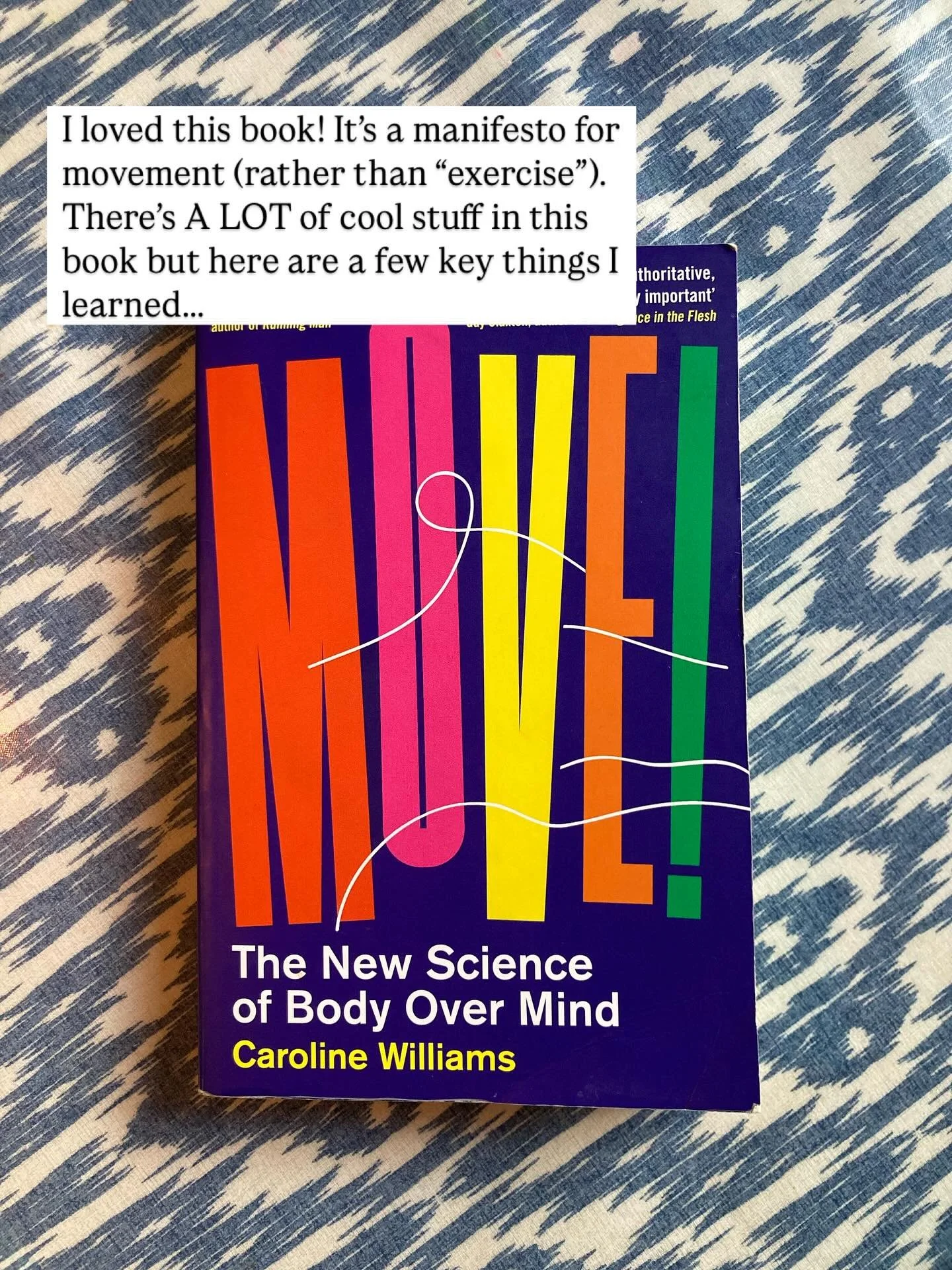 Soooo much great stuff in this book, Move! by Caroline Williams @carolinewilliams_science . We all know that movement feels good but this book is packed full of the science to help understand why. Caroline Williams is also coming to talk at OrangeYog