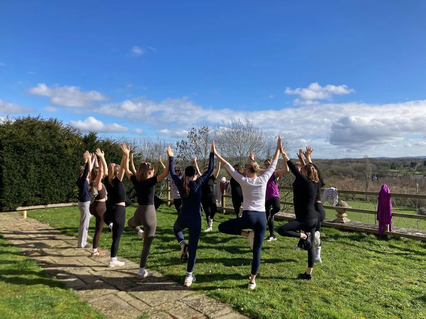 A glorious day for hen yoga! ☀️. Good luck was shining on these ladies yesterday&hellip;. When I get a booking for a hen yoga session in February I&rsquo;ll always double check if there&rsquo;s a wet weather plan! But yesterday morning the sun shone 