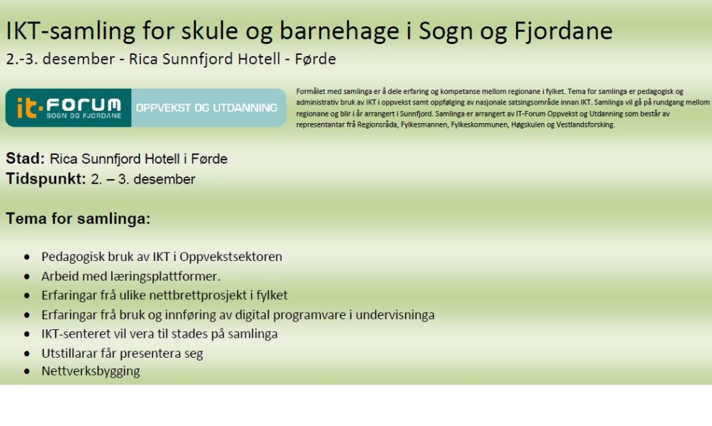 IKT-konferanse for skule og barnehage i SFj 2014/2015