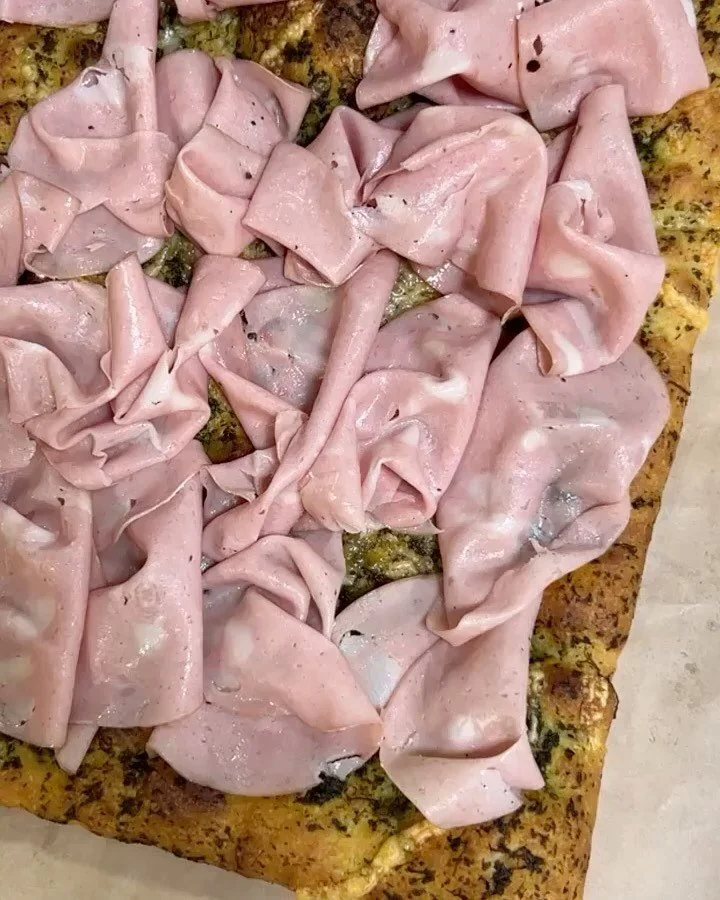 Our New Mortadella + Ricotta + Pistachio Pesto Pizza ! 

Available every Wednesday ❤️
