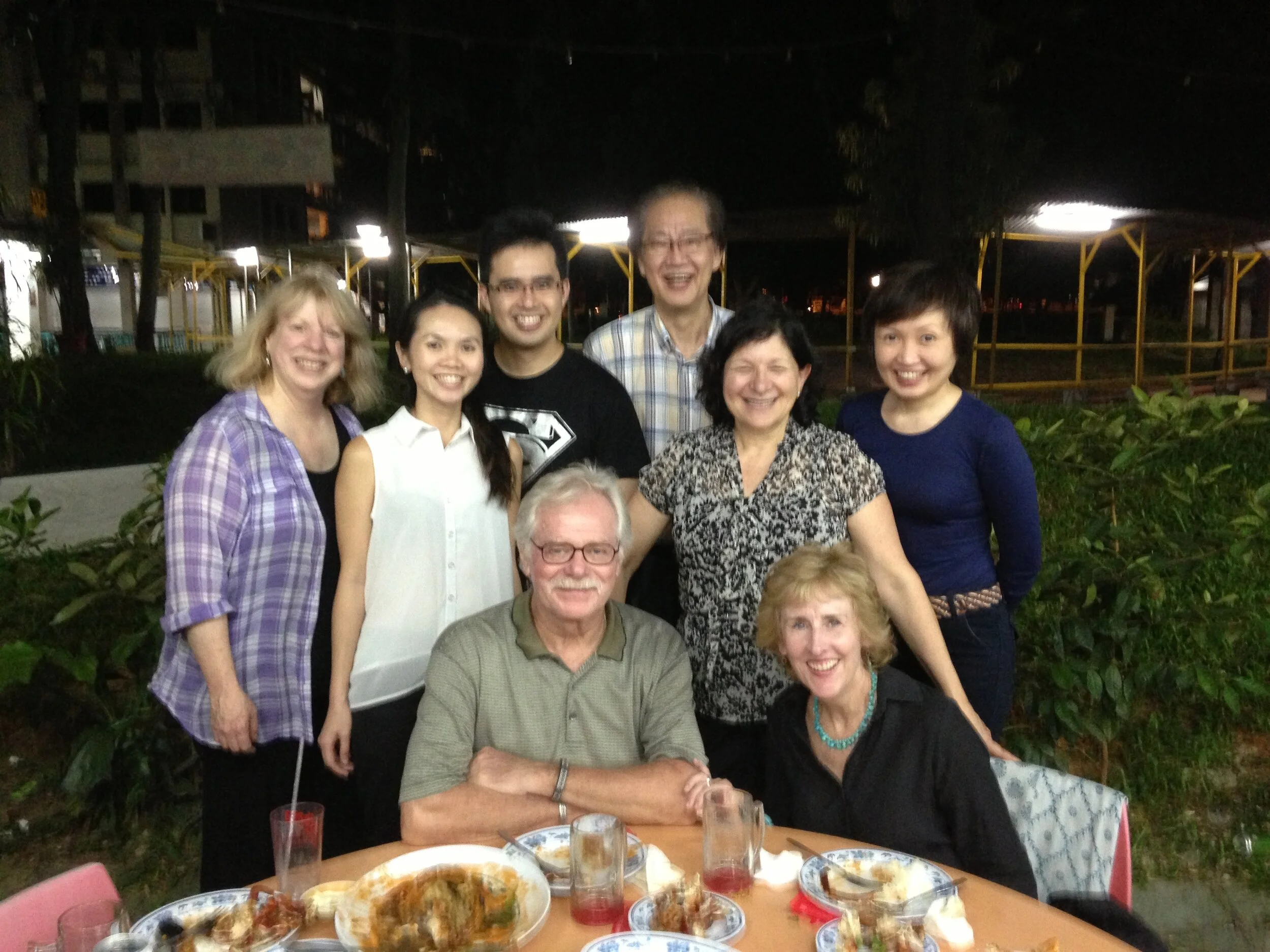 The Institute for Adult Learning Training Team dining out after five weeks of training.