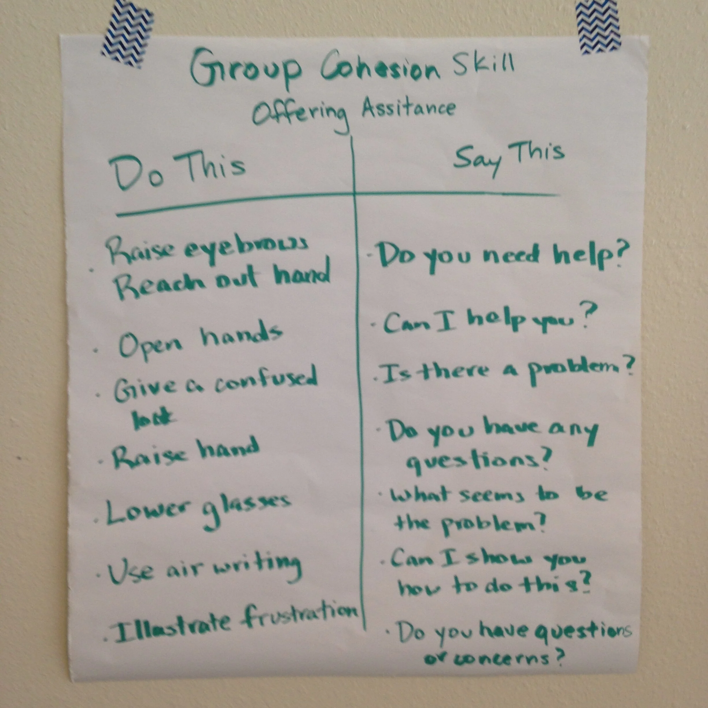 Do-Say chart created during a CASAS Summer Institute Session