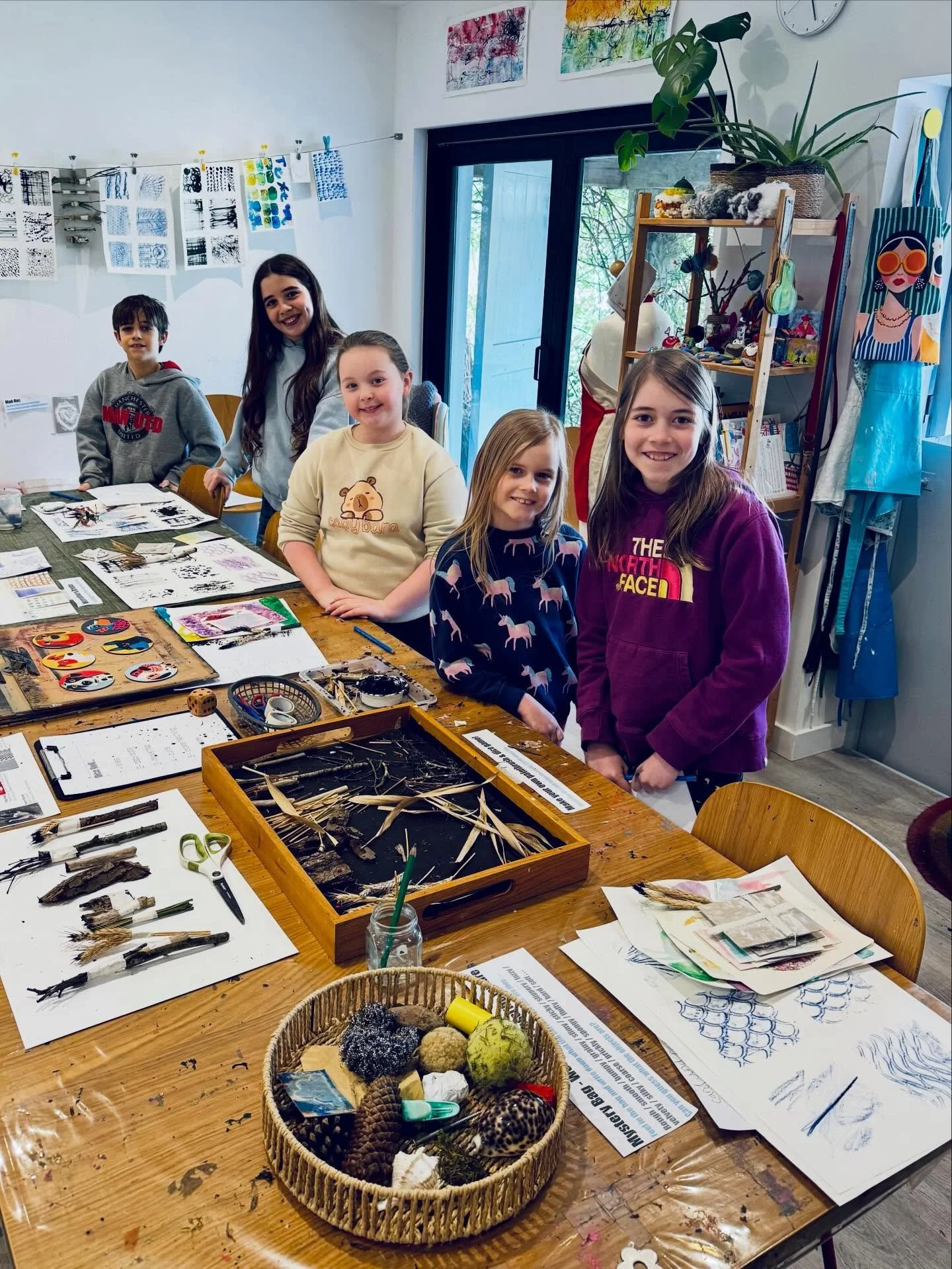 Texture

This week in the studio, our young artists explored texture through a range of hands-on, sensory activities. From mystery objects and descriptive words, to rubbings, handmade brushes, and playful experiments with watercolour, brusho, and bub